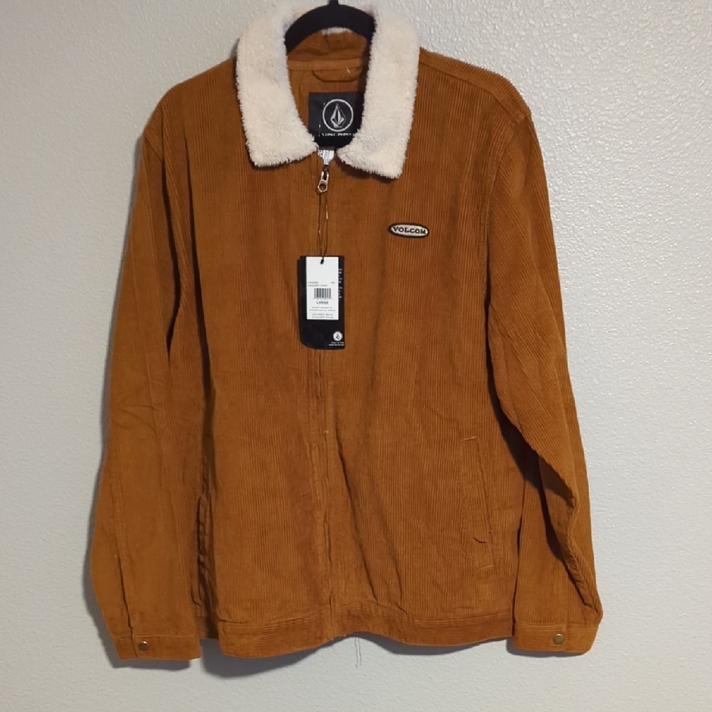 Volcom Brown Corduroy Jacket with Cream Collar